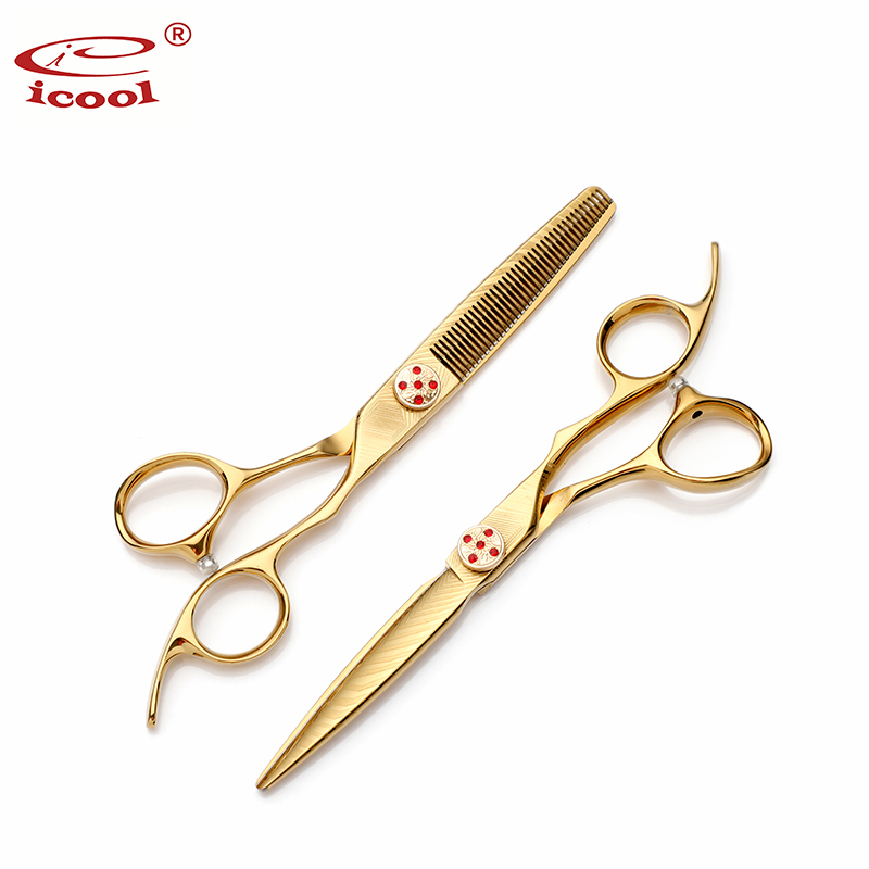 Wholesale Gold Engraved Barber Scissors Hair Cutting Scissors Set  Manufacturer and Supplier | Icool